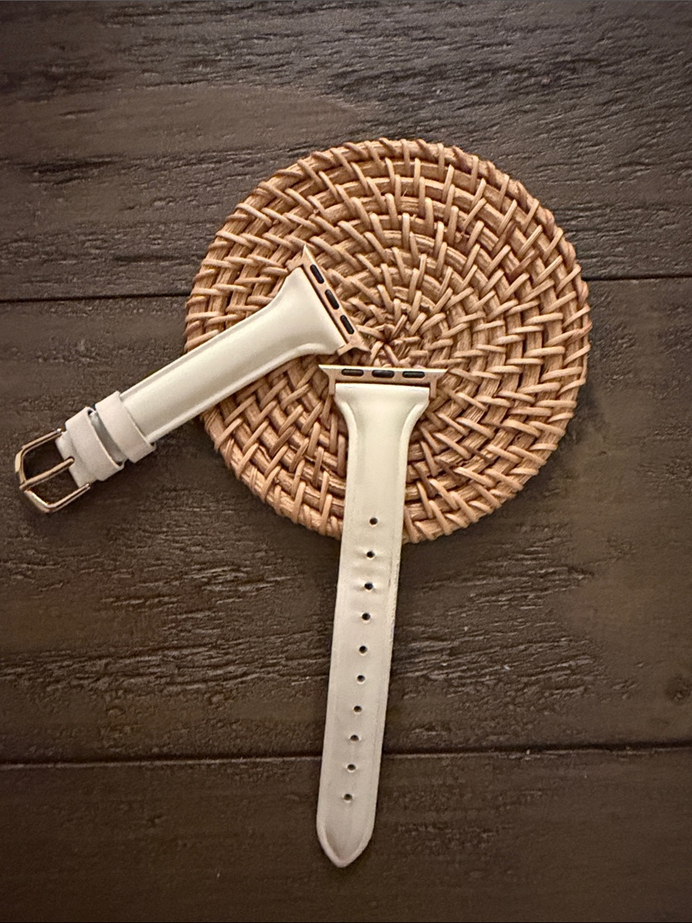 Patent Leather Apple Watch Band in Cream with Rose Gold Hardware